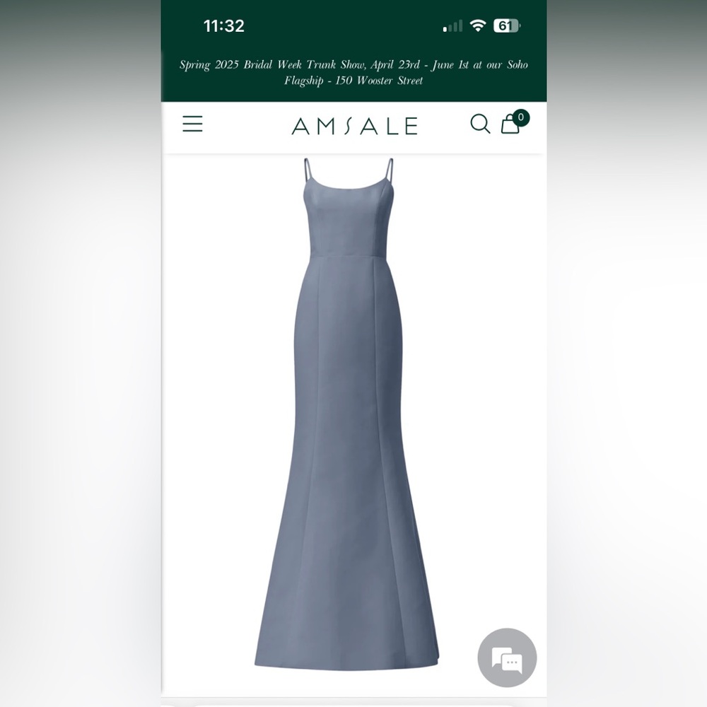 NWT Amsale Dress Dusk Blue Size 4